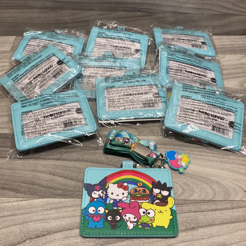 Loungefly Hello Kitty Sanrio Rainbow Group Lanyard with Cardholder - Picture 4 of 5
